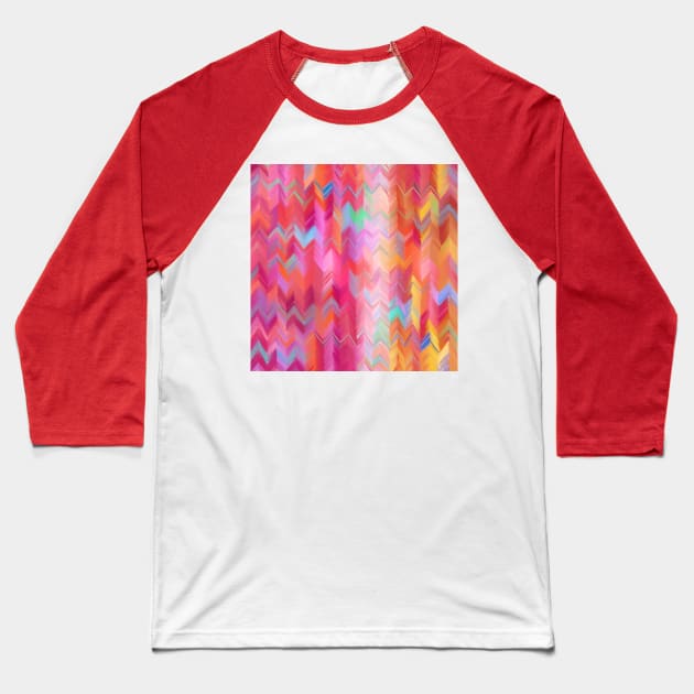 Colorful painted chevron pattern Baseball T-Shirt by micklyn